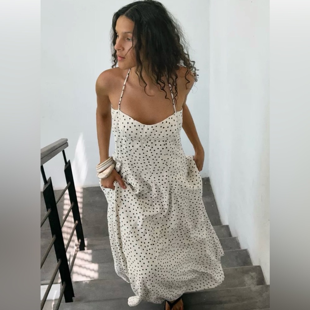 Zara polka dot halter midi dress.  BNWT.  Size M